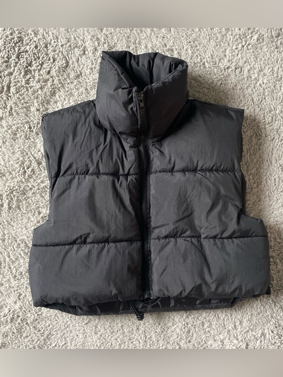 Jackets & Blazers - Women’s Puffer Crop Vest High Neck Black Zip Up Sz S